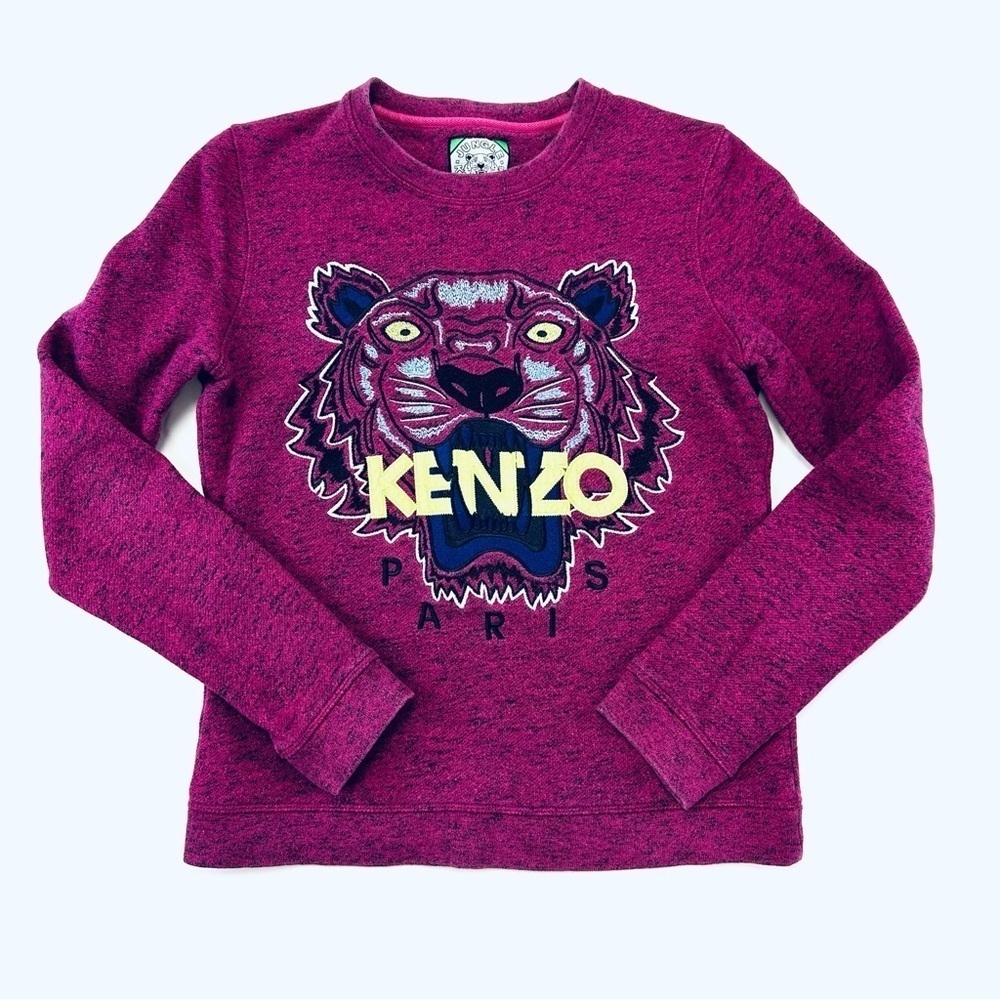 Kenzo Paris Jungle magenta French Terry embroidered lion womens sweatshirt Small